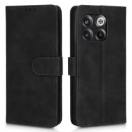 For OnePlus 10T 5G / Ace Pro 5G Wallet Stand Skin-touch Feeling Phone Case PU Leather Magnetic Clasp Shockproof Cover with Strap - Black