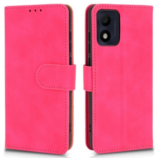 For Alcatel 1B (2022) Skin-touch Feeling Cell Phone Case Magnetic Clasp PU Leather Wallet Adjustable Stand Protector with Strap - Red Alcatel Cases Mobile