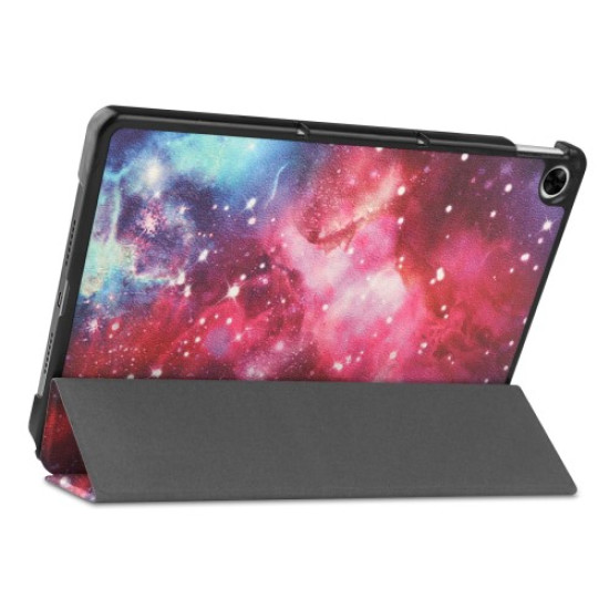 Pattern Printing Design Hard PC + PU Leather Durable Shock Resistance Trifold Stand Tablet Cover for Realme Pad 10.4 - Nebula Oppo Realme Tablet Cases