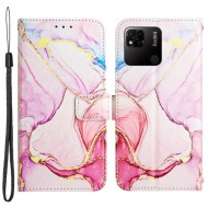 Pattern Printing Leather Series-5 for Xiaomi Redmi 10A Stylish Marble Pattern Phone Wallet Stand Case PU Leather Protective Cover - Rose Gold 005