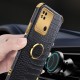 For Xiaomi Redmi 10A Ring Holder Kickstand Case Anti-drop Precise Cutout Crocodile Texture Leather Coated TPU 6D Electroplated Shockproof Protective Shell - Black XIAOMI Cases Mobile