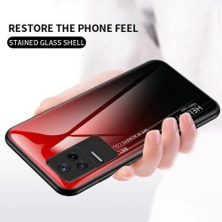 For Xiaomi Redmi K40S 5G / Poco F4 5G Gradient Color Design Anti-shock Cell Phone Case Tempered Glass + PC + TPU Back Cover - Gradient Red Black For Xiaomi Redmi K40S 5G / Poco F4 5G Gradient Color Design Anti-shock Cell Phone Case Tempered Glass + PC + TPU Back Cover - Gradient Red Black