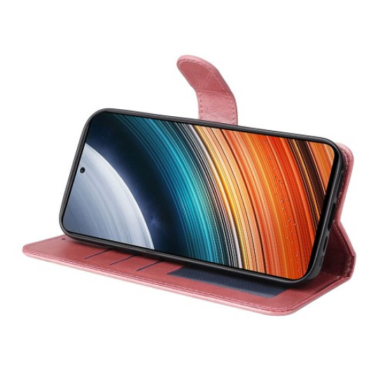 For Xiaomi Redmi K40S 5G / Poco F4 5G Phone Cover Magnetic Classic Calf Texture PU Leather Stand Wallet Style Phone Case - Rose Gold XIAOMI Cases Mobile