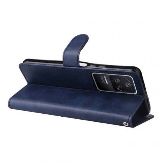 For Xiaomi Redmi K40S 5G / Poco F4 5G Phone Cover Magnetic Classic Calf Texture PU Leather Stand Wallet Style Phone Case - Blue XIAOMI Cases Mobile