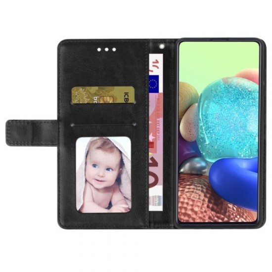 For Xiaomi Poco C40 4G HT01 Wallet Stand Feature Imprinted Y-Shaped Lines Phone Case PU Leather Anti-fall Shell with Strap - Black XIAOMI Cases Mobile