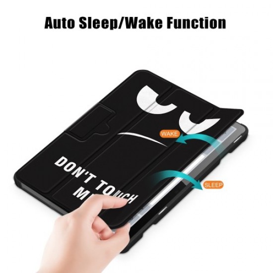 For Lenovo Tab M10 (Gen 3) 10.1 inch 328F Pattern Printing Auto Wake/Sleep PU Leather Case Trifold Stand Folio Cover - Don't Touch Me Lenovo Cases Mobile Tablet
