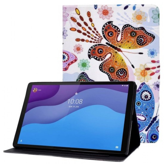 For Lenovo Tab M10 (Gen 3) TB-328F B2 Pattern Printing Stand Protective Case Auto Sleep/Wake Function PU Leather Smart Cover with Card Slots - Butterflies Lenovo Cases Mobile Tablet
