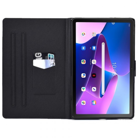 PU Leather Tablet Case for Lenovo Tab M10 (Gen 3) TB-328F. Pattern Printing Card Holder Shockproof Cover with Adjustable Stand - Tower Lenovo Cases Mobile Tablet