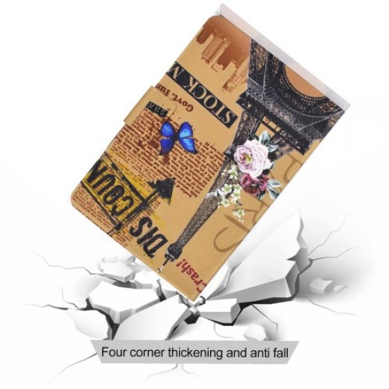 PU Leather Tablet Case for Lenovo Tab M10 (Gen 3) TB-328F. Pattern Printing Card Holder Shockproof Cover with Adjustable Stand - Tower Lenovo Cases Mobile Tablet