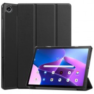 For Lenovo Tab M10 Plus (Gen 3) PU Leather Trifold Stand Case Auto Sleep/Wake Tablet Protective Cover - Black