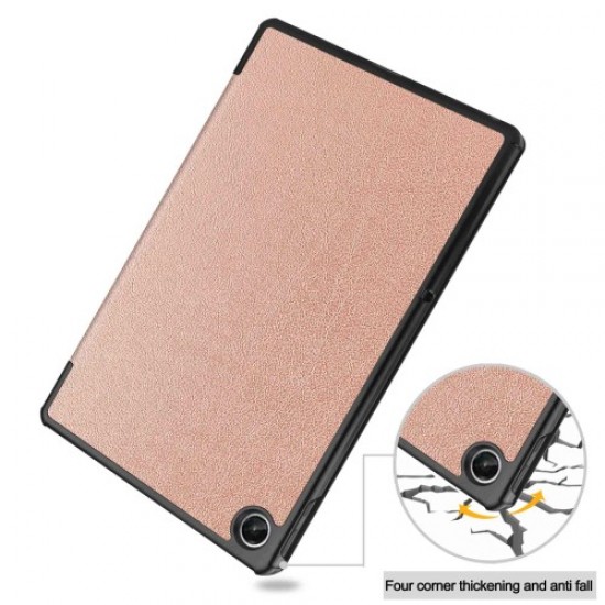 For Lenovo Tab M10 Plus (Gen 3) PU Leather Trifold Stand Case Auto Sleep/Wake Tablet Protective Cover - Rose Gold Lenovo Cases Mobile Tablet