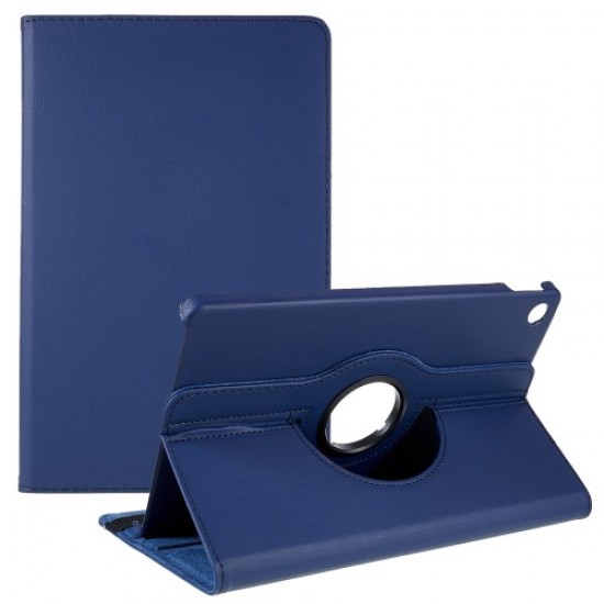 For Lenovo Tab M10 Plus (Gen 3) 10.6 inch 125F/128F Leather Tablet Case 360-degree Rotating Shockproof Protective Cover with Horizontal/Vertical View Stand - Dark Blue Lenovo Cases Mobile Tablet