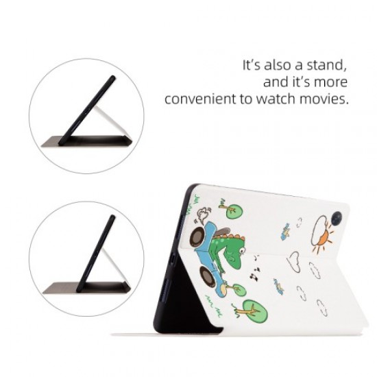 For Lenovo Tab M10 Plus (Gen 3) 10.6-inch Cartoon Pattern Printing PU Leather Adjustable Stand Tablet Case with Auto Wake/Sleep - Walking Dinosaur Lenovo Cases Mobile Tablet