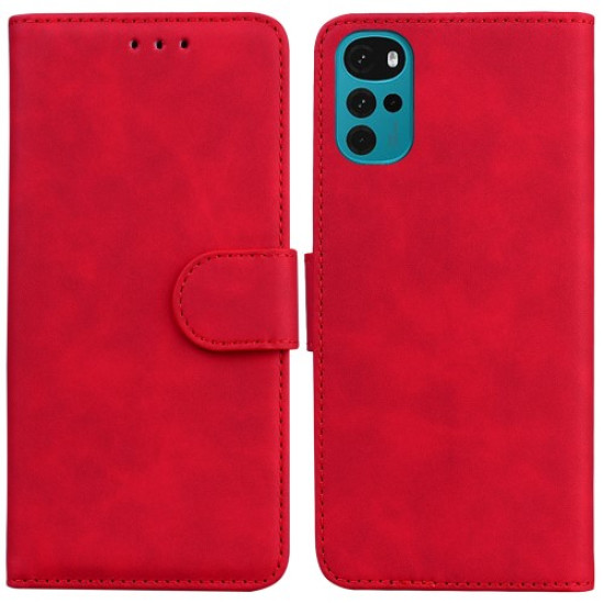 Wallet Phone Case for Motorola Moto G22 / Moto E32s 4G Flip Folio Protective Cover Shockproof TPU Inner Phone Shell with Stand - Red Motorola Cases Mobile