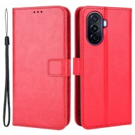 Crazy Horse Texture Case for Huawei nova Y70 4G/nova Y70 Plus 4G. Stand Wallet Feature PU Leather Anti-scratch Phone Cover Shell - Red