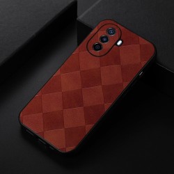 For Huawei Enjoy 50/nova Y70 4G/nova Y70 Plus 4G PU Leather Grid Texture Phone Case Soft TPU Hard PC Hybrid Shockproof Cover - Brown For Huawei Enjoy 50/nova Y70 4G/nova Y70 Plus 4G PU Leather Grid Texture Phone Case Soft TPU Hard PC Hybrid Shockproof Cover - Brown