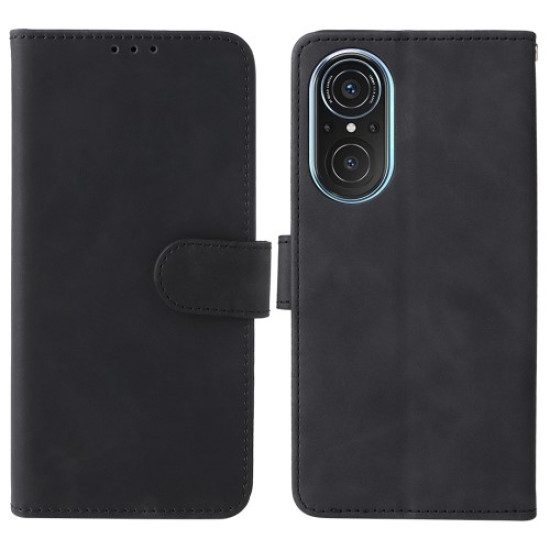 Skin-touch Feeling Phone Case for Huawei nova 9 SE. Anti-scratch PU Leather + TPU Stand Wallet Shell - Black Huawei Cases Mobile