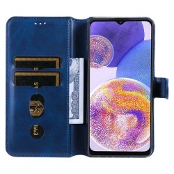 For Samsung Galaxy A23 4G (165.4 x 76.9 x 8.4mm)/M23 5G/F23 5G PU Leather Magnetic Clasp Wallet Cover Adjustable Stand Phone Case - Blue For Samsung Galaxy A23 4G (165.4 x 76.9 x 8.4mm)/M23 5G/F23 5G PU Leather Magnetic Clasp Wallet Cover Adjustable Stand Phone Case - Blue