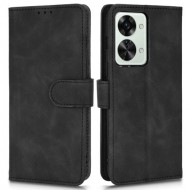 For OnePlus Nord 2T 5G Anti-fall Flip Case Wallet Skin-touch Feeling PU Leather Magnetic Cellphone Case Stand with Wrist Strap - Black