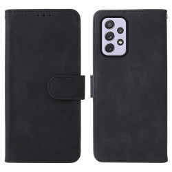 Skin-touch Feeling PU Leather + TPU Phone Cover Stand Wallet Shell Mobile Phone Case for Samsung Galaxy A73 5G - Black