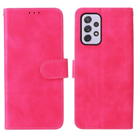 Skin-touch Feeling PU Leather + TPU Phone Cover Stand Wallet Shell Mobile Phone Case for Samsung Galaxy A73 5G - Rose Samsung Cases Mobile
