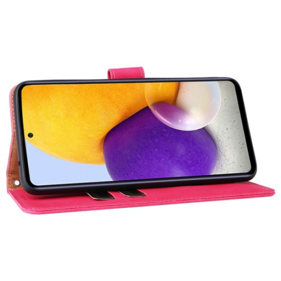 Skin-touch Feeling PU Leather + TPU Phone Cover Stand Wallet Shell Mobile Phone Case for Samsung Galaxy A73 5G - Rose Samsung Cases Mobile