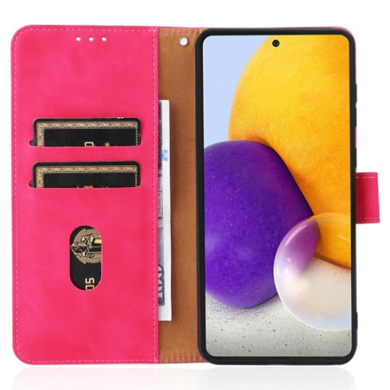 Skin-touch Feeling PU Leather + TPU Phone Cover Stand Wallet Shell Mobile Phone Case for Samsung Galaxy A73 5G - Rose Samsung Cases Mobile