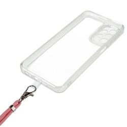 For Samsung Galaxy A73 5G Shockproof TPU Mobile Phone Cover Transparent Anti-drop Case with Lanyard - Pink For Samsung Galaxy A73 5G Shockproof TPU Mobile Phone Cover Transparent Anti-drop Case with Lanyard - Pink