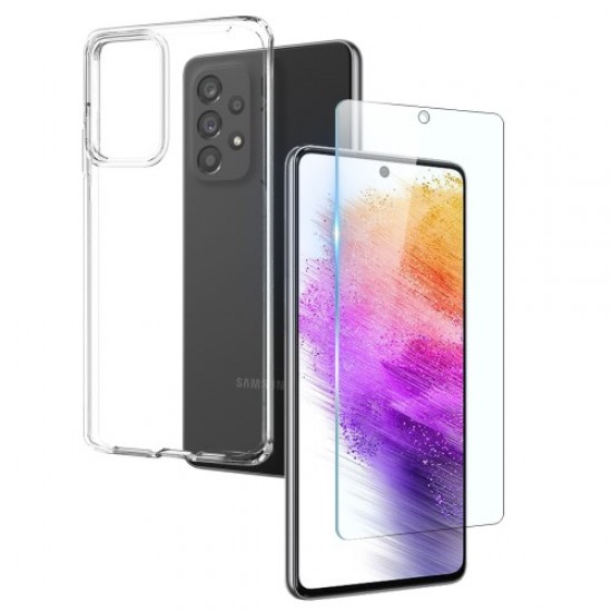 NORTHJO For Samsung Galaxy A73 5G Soft TPU Cover Protective Phone Case with Tempered Glass Screen Protector Samsung Cases Mobile