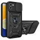 Slide Camera Cover Protection PC + TPU Impact-Resistant Protective Case with Ring Kickstand for Samsung Galaxy A03 (164.2 x 75.9 x 9.1mm) - Black Samsung Cases Mobile