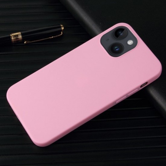 For iPhone 14 Plus Matte Surface Soft TPU Phone Back Cover Anti-drop Anti-fingerprint Case - Pink Apple Cases Mobile