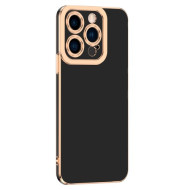 For iPhone 14 Pro 6.1 inch Ultra Slim Drop-proof Phone Case Glossy Electroplating Mobile Phone Back Cover - Black