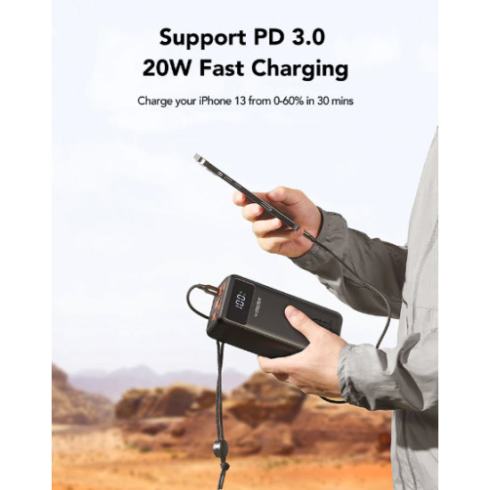 Veger Tanker Lite VP5001 Power Bank 50000mAh with 3 Θύρες USB-A, Type-C, Micro Usb and Lighting - Black Power Bank