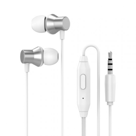 LENOVO HF130 3.5mm In-ear Wired Earphone Heavy Subwoofer Driver Stereo Earbuds Sports Earphone with Mic - White Headsets