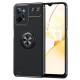 For Realme C31 Metal Ring Holder Kickstand Protective Phone Case TPU Back Cover - Black Oppo Realme Cases Mobile