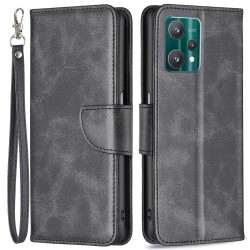 BF Leather Series-4 Wallet Stand Case for Realme 9 Pro/V25. Solid Color Textured PU Leather Cell Phone Case with Strap - Black BF Leather Series-4 Wallet Stand Case for Realme 9 Pro/V25. Solid Color Textured PU Leather Cell Phone Case with Strap - Black