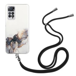 For Xiaomi Redmi Note 11S 4G/Note 11 4G (Qualcomm) Marble Pattern Embossed TPU Case Lanyard Design Anti-drop Phone Cover - Black For Xiaomi Redmi Note 11S 4G/Note 11 4G (Qualcomm) Marble Pattern Embossed TPU Case Lanyard Design Anti-drop Phone Cover - Black