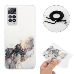 For Xiaomi Redmi Note 11S 4G/Note 11 4G (Qualcomm) Marble Pattern Embossed TPU Case Lanyard Design Anti-drop Phone Cover - Black For Xiaomi Redmi Note 11S 4G/Note 11 4G (Qualcomm) Marble Pattern Embossed TPU Case Lanyard Design Anti-drop Phone Cover - Black