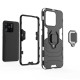 Ring Holder Kickstand Phone Case for Xiaomi Redmi 10C. Soft TPU + Hard PC Drop-proof Protective Cover - Black XIAOMI Cases Mobile