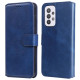 Solid Color Stand Wallet Design Textured Leather Cover + Inner TPU Phone Case for Samsung Galaxy A33 5G - Blue Samsung Cases Mobile