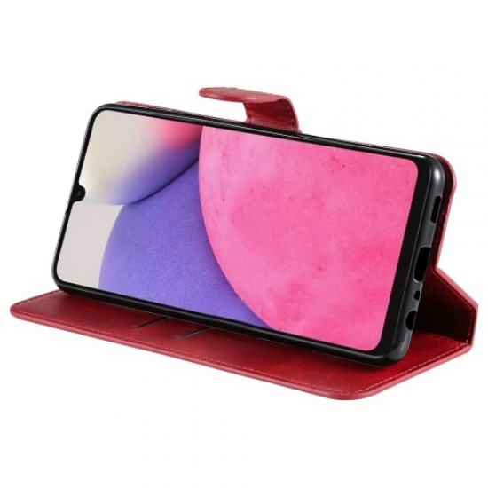 Θήκη Πορτοφόλι με Βάση Στήριξης (Όψη Δέρματος) για Samsung Galaxy A33 5G - Κόκκινο Samsung Θήκες Κινητών