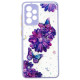 For Samsung Galaxy A33 5G Precise Cutout PC + TPU Phone Protective Case Stylish Pattern Printing Back Cover - Purple Flower and Butterfly Samsung Cases Mobile
