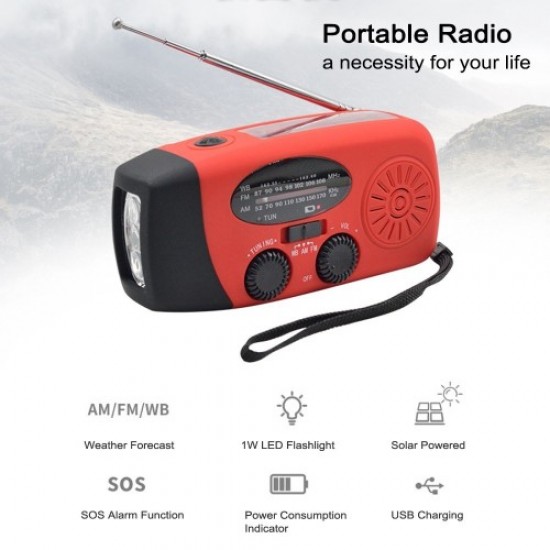 Portable Radio with AM/FM Flashlight Reading Lamp NOAA Weather Mobile Power Source Gadgets - Toys - Hobby