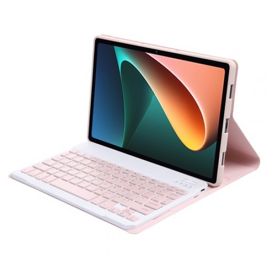 AN05 Ultra-thin TPU Frame + Leather Stand Case with Bluetooth Keyboard for Xiaomi Pad 5/5 Pro - Pink XIAOMI  Tablet Cases