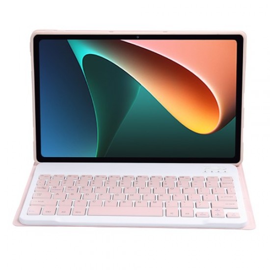 AN05 Ultra-thin TPU Frame + Leather Stand Case with Bluetooth Keyboard for Xiaomi Pad 5/5 Pro - Pink XIAOMI  Tablet Cases