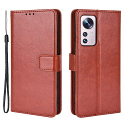 For Xiaomi 12/12X Crazy Horse Texture All-round Shockproof Stand Wallet PU Leather + TPU Case Phone Cover - Brown