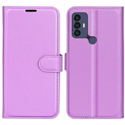 For TCL 30E/TCL 30 SE/TCL 306/TCL 305 PU Leather Folio Book Magnetic Cover Stand Feature Protective Litchi Texture Wallet Case - Purple