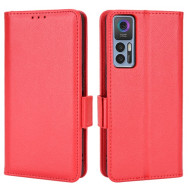 For TCL 30 4G/5G/TCL 30+ Litchi Texture PU Leather Dual Magnetic Clasp Phone Case Stand Wallet Shell - Red