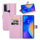 Litchi Texture PU Leather Case Flip Stand Shockproof Phone Cover with Wallet for TCL 20 SE - Pink TCL Mobile Cases