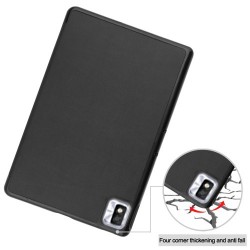 For TCL TAB 10s 9080G (2021) Drop-proof Trifold Stand PU Leather + PC Tablet Cover Case with Auto Wake/Sleep - Black For TCL TAB 10s 9080G (2021) Drop-proof Trifold Stand PU Leather + PC Tablet Cover Case with Auto Wake/Sleep - Black